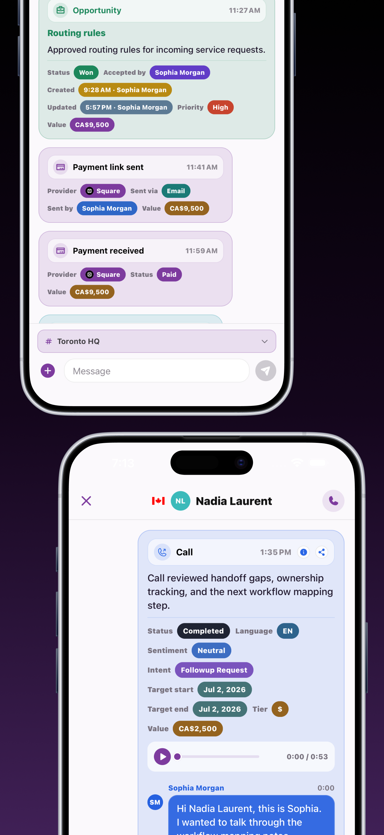 Automated opportunity workflow in Zweelie